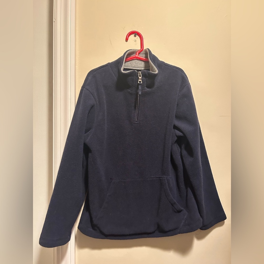 Children's Place Size Small 5-6 Navy Blue 1/4 Zip Pullover Kangaroo Pocket